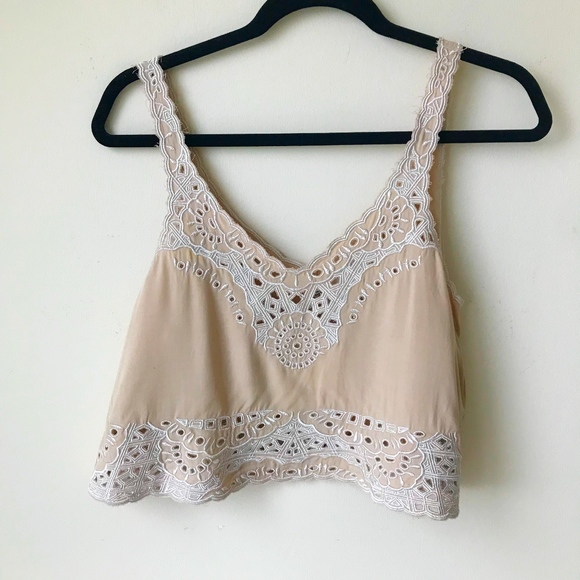 LF Tops - SALE! LF Champagne/ Beige Embroidered Tank Top